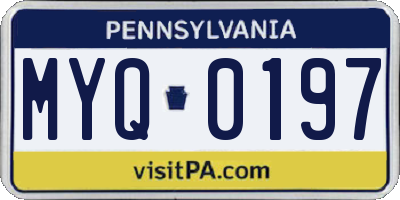 PA license plate MYQ0197