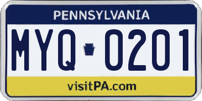 PA license plate MYQ0201