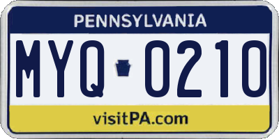 PA license plate MYQ0210