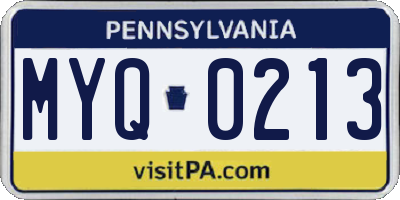PA license plate MYQ0213