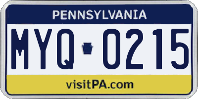 PA license plate MYQ0215