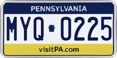 PA license plate MYQ0225