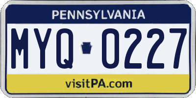 PA license plate MYQ0227