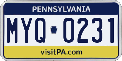 PA license plate MYQ0231