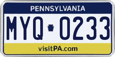 PA license plate MYQ0233