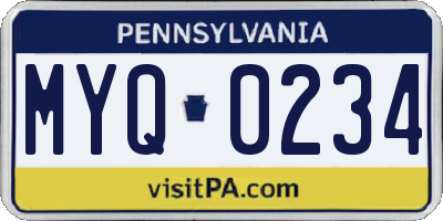 PA license plate MYQ0234