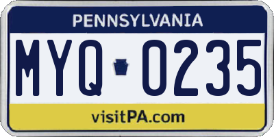 PA license plate MYQ0235