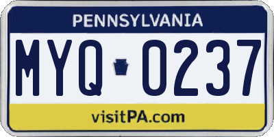 PA license plate MYQ0237