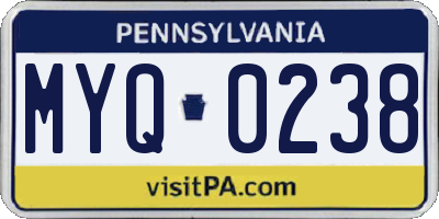 PA license plate MYQ0238