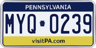 PA license plate MYQ0239