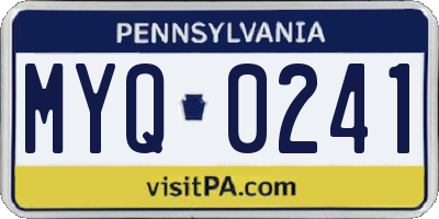PA license plate MYQ0241