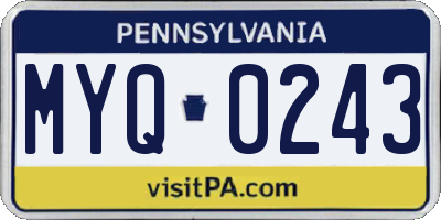 PA license plate MYQ0243