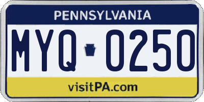 PA license plate MYQ0250