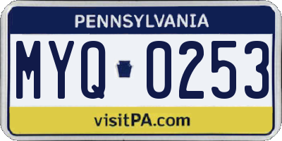PA license plate MYQ0253