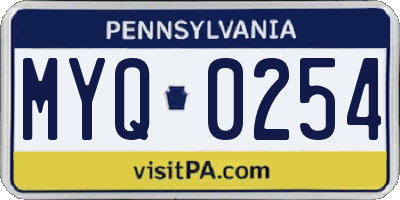 PA license plate MYQ0254
