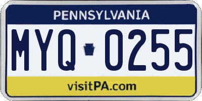PA license plate MYQ0255