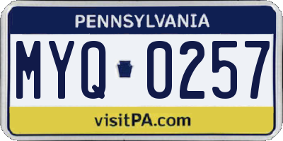 PA license plate MYQ0257