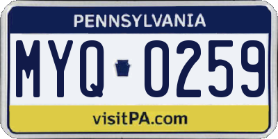 PA license plate MYQ0259