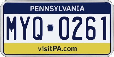 PA license plate MYQ0261