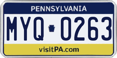 PA license plate MYQ0263