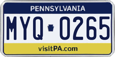 PA license plate MYQ0265