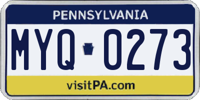 PA license plate MYQ0273