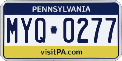 PA license plate MYQ0277