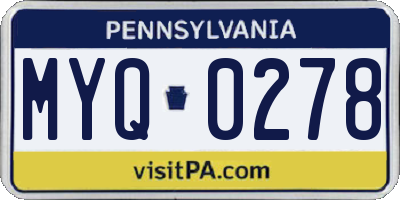 PA license plate MYQ0278