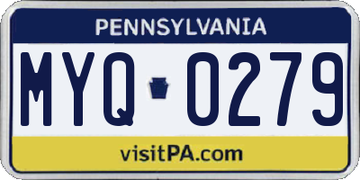 PA license plate MYQ0279