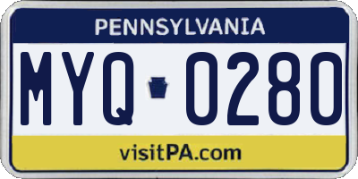 PA license plate MYQ0280