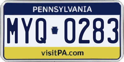 PA license plate MYQ0283