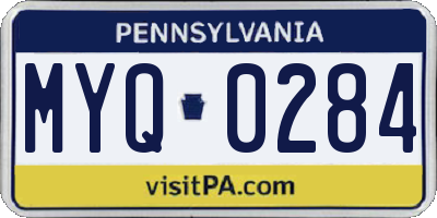 PA license plate MYQ0284