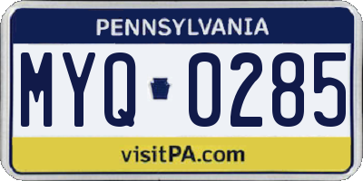 PA license plate MYQ0285