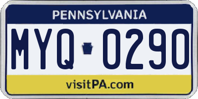 PA license plate MYQ0290