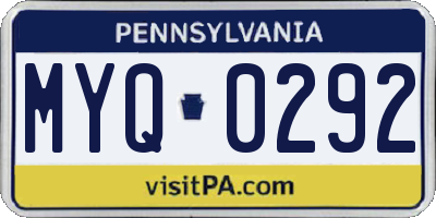 PA license plate MYQ0292