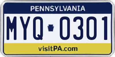 PA license plate MYQ0301