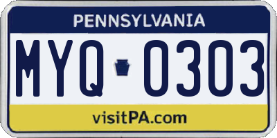 PA license plate MYQ0303