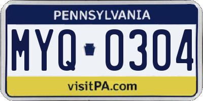 PA license plate MYQ0304