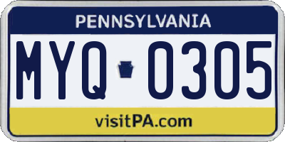 PA license plate MYQ0305