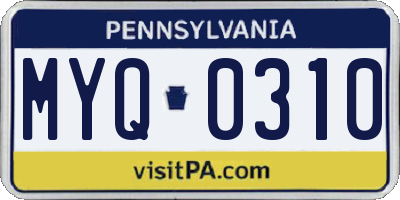 PA license plate MYQ0310