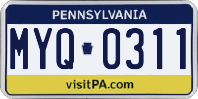 PA license plate MYQ0311