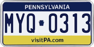 PA license plate MYQ0313