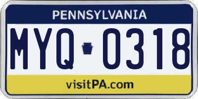 PA license plate MYQ0318