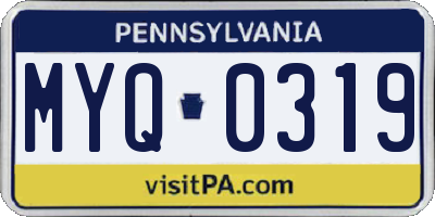 PA license plate MYQ0319