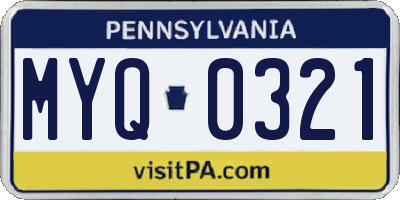 PA license plate MYQ0321