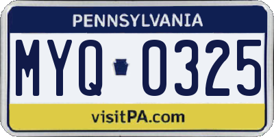 PA license plate MYQ0325