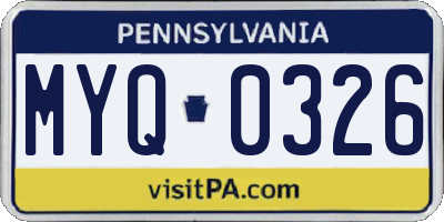 PA license plate MYQ0326