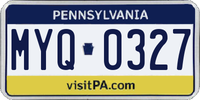 PA license plate MYQ0327