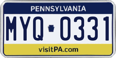 PA license plate MYQ0331