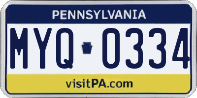 PA license plate MYQ0334